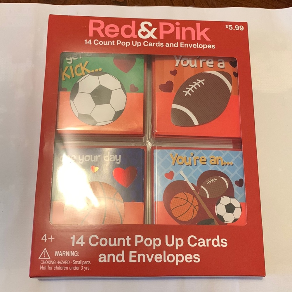 Set Of Four Different Pop Up Sports Related Valentines Day Cards NWT
